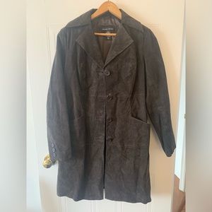 Vintage genuine leather suede jacket dark brown